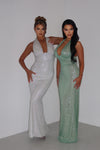 White Shimmer Maxi Gown