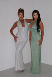 White Shimmer Maxi Gown